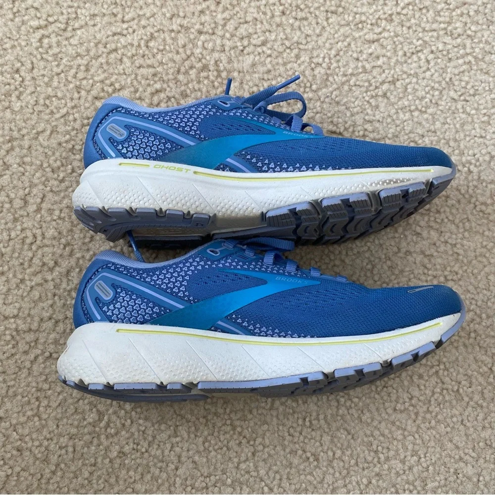 💋SOLD💋Brooks Women's Ghost 14 Blue/Ocean/Oyster Running Shoes Size 7.5 - Picture 4 of 10